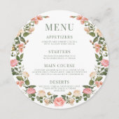 ピンクグリーンバラフローララウンドメニューカードプレート メニュー (正面)