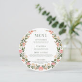 ピンクグリーンバラフローララウンドメニューカードプレート メニュー (スタンド正面)