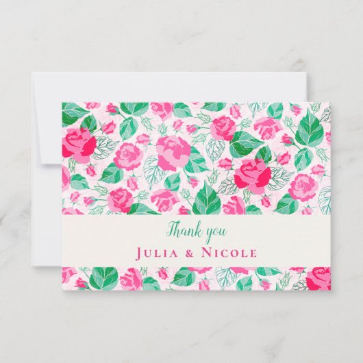 ピンクグリーンバラ花びらフラワーズ庭園の結婚式 (正面)