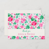 ピンクグリーンバラ花びらフラワーズ庭園の結婚式 (正面/裏面)