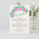 ピンクグリーンバラ花びらフラワーズ庭園の結婚式 エンクロージャーカード (スタンド正面)