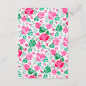 ピンクグリーンバラ花びらフラワーズ庭園の結婚式 エンクロージャーカード (裏面)