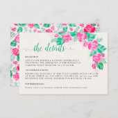 ピンクグリーンバラ花びらフラワーズ庭園の結婚式 エンクロージャーカード (正面/裏面)