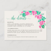 ピンクグリーンバラ花びらフラワーズ庭園の結婚式 エンクロージャーカード (正面)