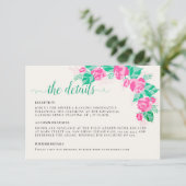 ピンクグリーンバラ花びらフラワーズ庭園の結婚式 エンクロージャーカード (スタンド正面)