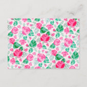ピンクグリーンバラ花びらフラワーズ庭園の結婚式 エンクロージャーカード (裏面)