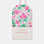 ピンクグリーンバラ花びらフラワーズ庭園の結婚式 ギフトタグ (裏面)