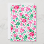 ピンクグリーンバラ花びらフラワーズ庭園の結婚式 セーブザデート (裏面)