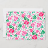 ピンクグリーンバラ花びらフラワーズ庭園の結婚式 セーブザデート (裏面)