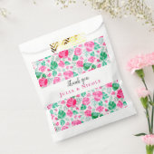 ピンクグリーンバラ花びらフラワーズ庭園の結婚式 フェイバーバッグ (封をした状態)