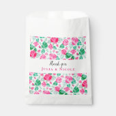 ピンクグリーンバラ花びらフラワーズ庭園の結婚式 フェイバーバッグ (正面)