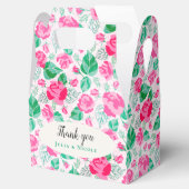 ピンクグリーンバラ花びらフラワーズ庭園の結婚式 フェイバーボックス (オープン)