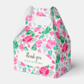 ピンクグリーンバラ花びらフラワーズ庭園の結婚式 フェイバーボックス (正面サイド)