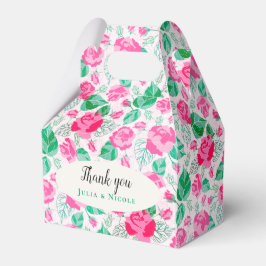 ピンクグリーンバラ花びらフラワーズ庭園の結婚式 フェイバーボックス