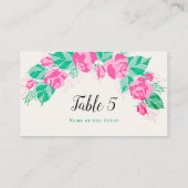 ピンクグリーンバラ花びらフラワーズ庭園の結婚式 プレイスカード (裏面)