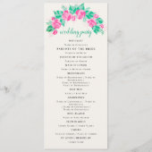 ピンクグリーンバラ花びらフラワーズ庭園の結婚式 プログラム (裏面)