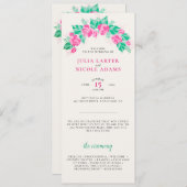 ピンクグリーンバラ花びらフラワーズ庭園の結婚式 プログラム (正面/裏面)