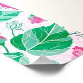 ピンクグリーンバラ花びらフラワーズ庭園の結婚式 ポスター (角)