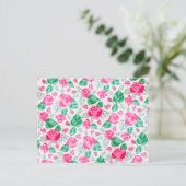 ピンクグリーンバラ花びらフラワーズ庭園の結婚式 ポストカード (スタンド正面)