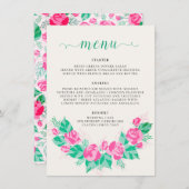 ピンクグリーンバラ花びらフラワーズ庭園の結婚式 メニュー (正面/裏面)
