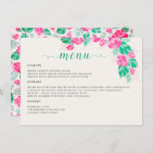 ピンクグリーンバラ花びらフラワーズ庭園の結婚式 メニュー (正面/裏面)