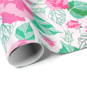 ピンクグリーンバラ花びらフラワーズ庭園の結婚式 ラッピングペーパー (ロールコーナー)