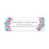 ピンクグリーンバラ花びらフラワーズ庭園の結婚式 ラベル (正面)