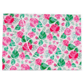 ピンクグリーンバラ花びらフラワーズ庭園の結婚式 ラージペーパーバッグ (裏面)