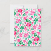 ピンクグリーンバラ花びらフラワーズ庭園の結婚式 出欠カード (裏面)