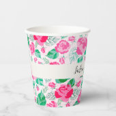 ピンクグリーンバラ花びらフラワーズ庭園の結婚式 紙コップ (正面)