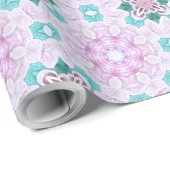 ピンクグリーンバラ ガーリー ラッピングペーパー (ロールコーナー)