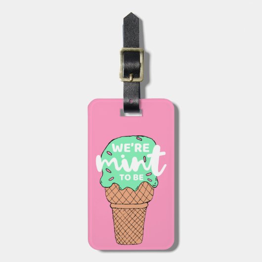 ピンクグリーンバレンタインデスキッチミントはアイスクリームになる ラゲッジタグ (正面縦)