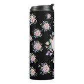 ピンクグリーンパステルフローラウォーターカラーモノグラム タンブラー (回転左)