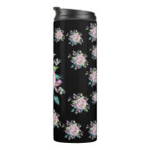 ピンクグリーンパステルフローラウォーターカラーモノグラム タンブラー (回転右)