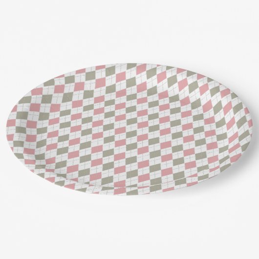 ピンクグリーンパターモダンンゴルフベビーシャワー ペーパープレート (アングル)