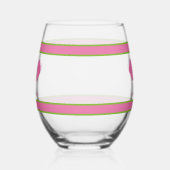 ピンクグリーンパーソナライズされた文字カスタムピックボール ステムなしワイングラス (左)