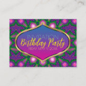 ピンクグリーンパープル部族パターンパーティー招待状カード エンクロージャーカード (正面)