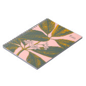 ピンクグリーンパームフォンドボタニカルアートパーソナライズされた ノートブック (左側)