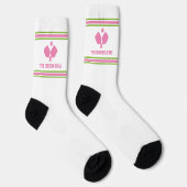 ピンクグリーンピックボールのパドルズパーソナライズされたチーム ソックス (右)