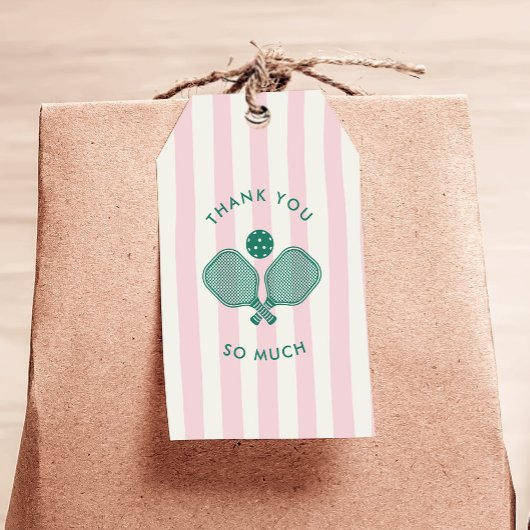 ピンクグリーンピックボール誕生日パーティーありがとう ギフトタグ