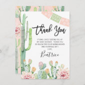 ピンクグリーンフィエスタベビーシャワーサンキューカード 招待状 (正面/裏面)