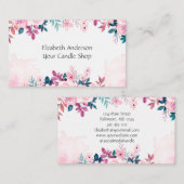 ピンクグリーンフェミニンフローラスモールビジネス 名刺 (正面/裏面)