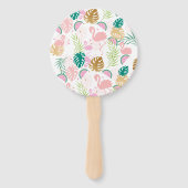 ピンクグリーンフラミンゴ&スイカトロピカル誕生日 ハンドファン (裏面)