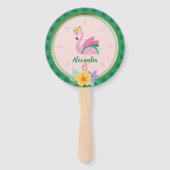 ピンクグリーンフラミンゴ&スイカトロピカル誕生日 ハンドファン (正面)