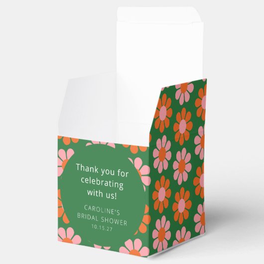 ピンクグリーンフラワーズブライダルシャワーカスタムありがとうございました フェイバーボックス (オープン)