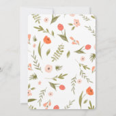 ピンクグリーンフラワーリースベビーシャワー招待状 招待状 (裏面)