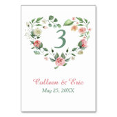 ピンクグリーンフローラハートリーステーブル番号カード テーブルナンバー (裏面)