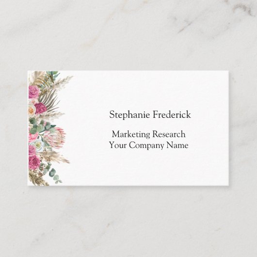 ピンクグリーンフローラフェミニン植物名刺 名刺 (正面)