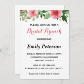 ピンクグリーンフローラブライダルシャワー招待 招待状 (正面/裏面)