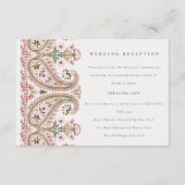 ピンクグリーンフローラペイズリーモチーフウェディングレセプション エンクロージャーカード (正面)